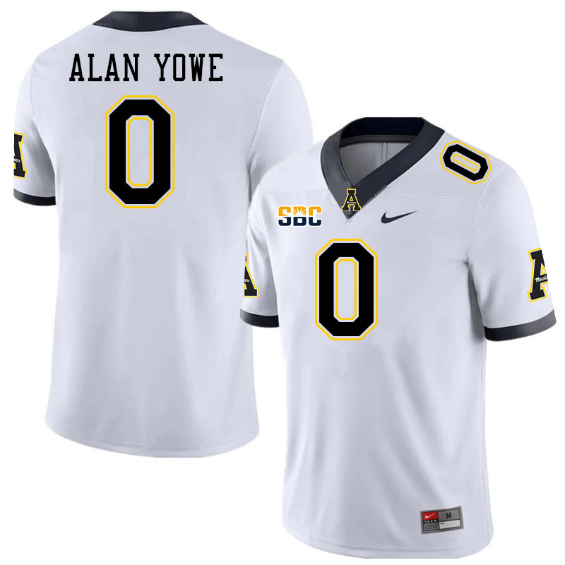 Men #0 Trenton Alan Yowe Appalachian State Mountaineers College Football Jerseys Stitched-White